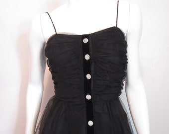1950's Tailored Juniors black tulle and taffeta evening dress/size 9/never worn