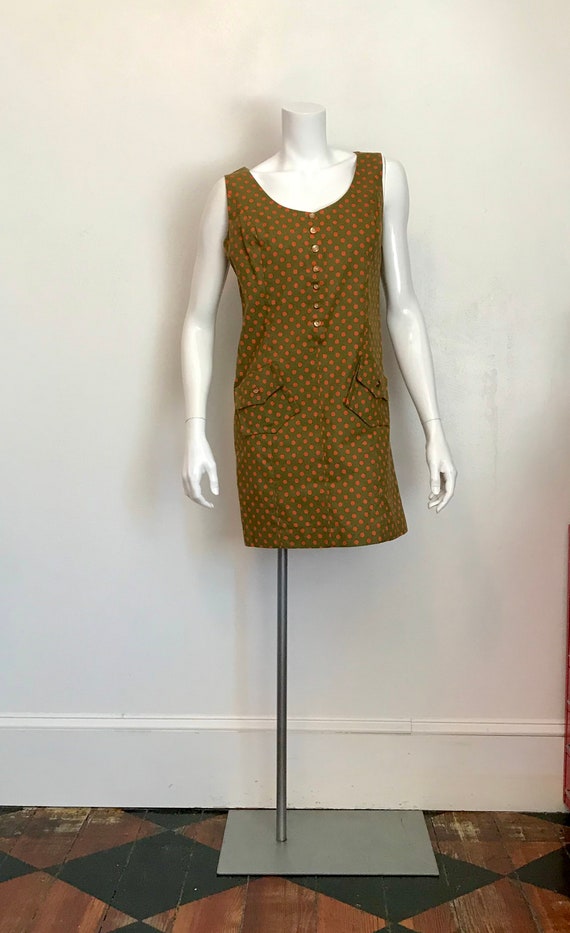 1960's Hunter Sportswear green dress with orange p