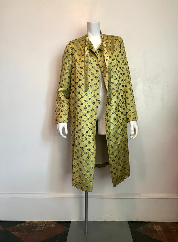 1950's gold, black and gray woven silk coat/home … - image 6