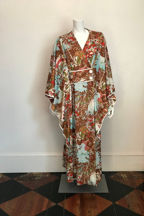 1970's 'Tyrone' nylon kaftan in an Asian print - image 3