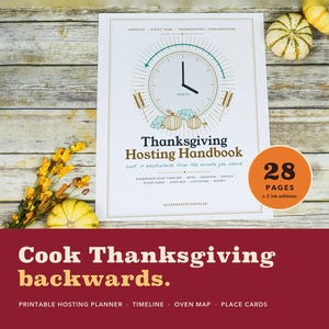 Thanksgiving Planner Printable for Hosts, Backwards Cook Timeline, Menu Planner, Friendsgiving Checklist, Place Cards, A4 US Letter A5