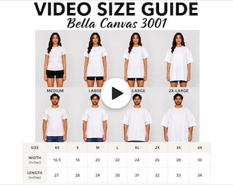 Bella Canvas 3001 T-Shirt Size Guide Video (Digital Download)