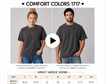 Comfort Colors 1717 Size Guide Video | Garment Dyed Tee Sizing Chart | Unisex Fit