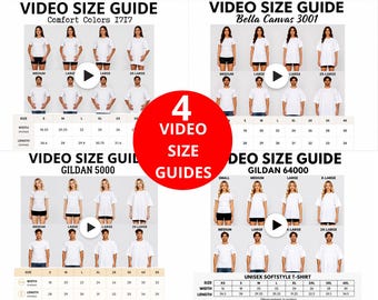 4 Video Size Guides Bundle (Comfort Colors, Bella Canvas, Gildan) (Digital Download)