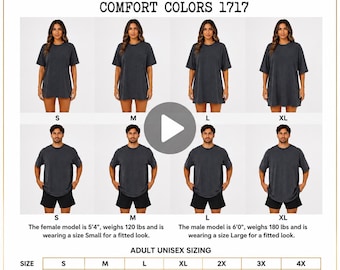 Comfort Colors 1717 Sizing Chart | Unisex Fit Video Guide (Digital Download)