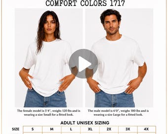 Comfort Colors 1717 Sizing Chart | Unisex Fit Video Guide (Digital Download)