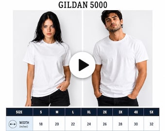 Gildan 5000 Video Size Guide | T Shirt Sizing Video | Male Female Fit Reference | Digital Download