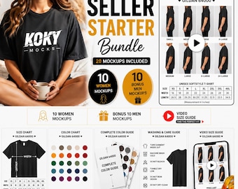 Gildan 64000 Unisex T-Shirt Mockup Bundle (20 PNGs) (Digital Download)
