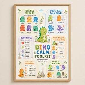 Dinosaur Calm Corner Toolkit for Kids | Emotional Regulation Poster | Calm Down Poster | Feelings Chart