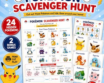 Scavenger Hunt with Certificate |  Birthday Party Game | kids Indoor Treasure Hunt Printable | Instant Download