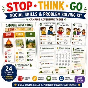 Stop Think Go | Social Skills| Self regulation | emotional regulation | Impulse Control  Worksheet for kids
