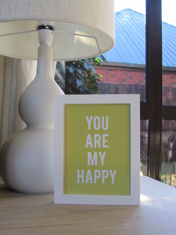 Items similar to My Happy Yellow. Fun Wooden Framed Quote Wall Art on
