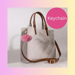 Resin Letter H Keychain | Glitter Heart Epoxy Monogram with Pink Pom Pom Bag Charm