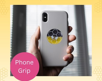 Bumble Bee Glitter Resin Phone Grip | Geometric Insect Smartphone Stand