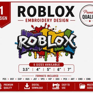 Roblox Graffiti Splatter Embroidery Design - 5 Sizes
