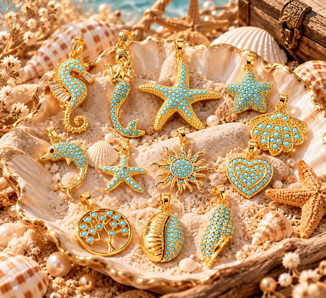 Gold Starfish Charm - Etsy
