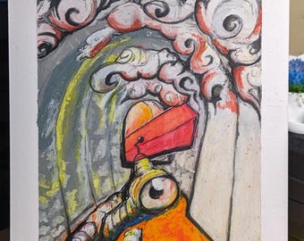 Pastel Art Drawing "Stone Smoke" – Surreal Illustration on Paper (6x8")