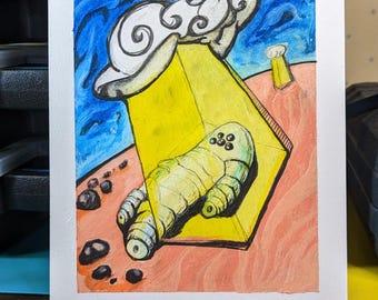 Surreal Pastel Art Drawing – "A Memory of Dry Land" 6x8 Illustration