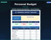 Personal Budget Tracker Excel Spreadsheet | Monthly Expense Tracker | Instant Download | Digital Template