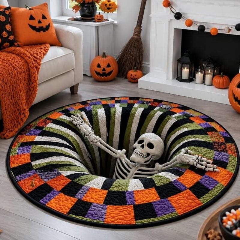 Skeleton Cat Rug Skeleton Halloween Rug - Etsy