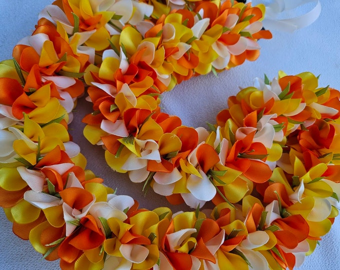 Three Color Plush Hawaiian Ribbon Lei,graduation Lei,anniversary Lei ...