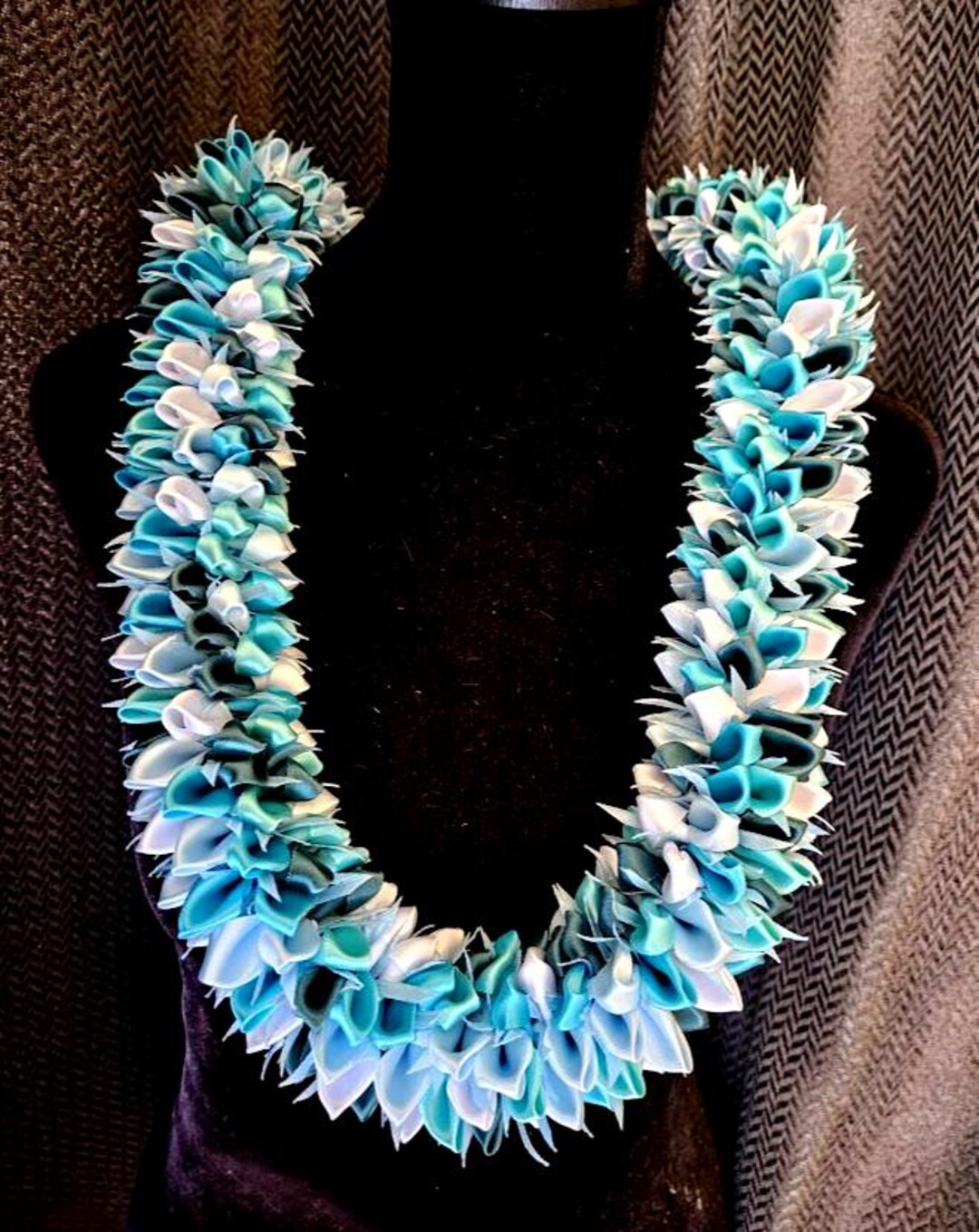 Shell Ribbon Lei Foamy Ocean Wave Hawaiian Ribbon Lei,graduation Lei,anniversary Lei ...