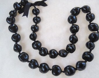 Black Kukui nuts lei,  Hawaiian Lei, Hawaiian style, graduation Lei, Kukui Nut Lei, Wedding Lei