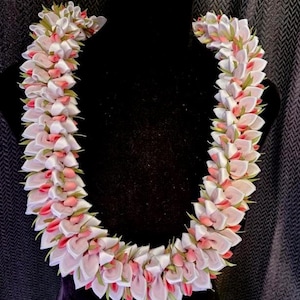 cherry blossom hawaiian ribbon lei,graduation lei,anniversary lei,wedding lei,birthday lei,haku lei,ribbon lei,Hawaiian lei,Special Occasion