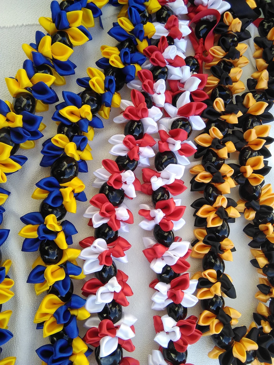 School color graduation ribbon lei with kukui nutsflower Etsy