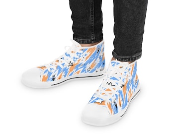 Baskets montantes bleues oranges Brushstroke Star Pattern
