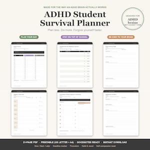 ADHD Student Planner, Now Next Later, Assignment Tracker, GoodNotes (Digital Download)