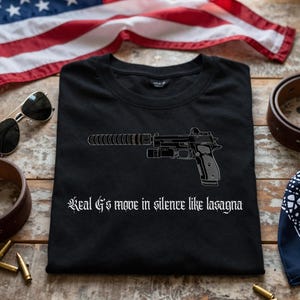 Suppressed Pistol Graphic Tee, Pistol Shirt, Gun Shirt, Gun Lover Gift, Tactical Gun Shirt, 2A shirt, Firearm Gift, Range Shirt, mens shirt