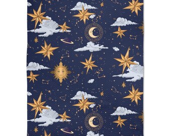 Manta acolchada con diseño de constelaciones celestiales: 50" x 60" de poliéster, ropa de cama acogedora.