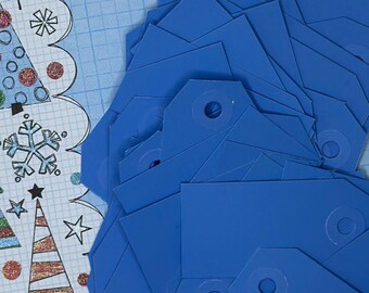 Blue Mini Gift Tags - Cardmaking Scrapbooking Embellishments, Set of 25