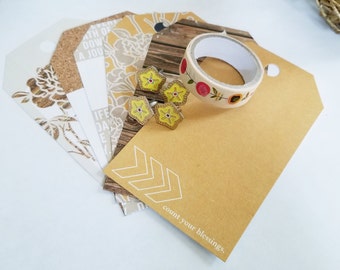 Kit de etiquetas de otoño: cinta washi para álbumes de recortes y tachuelas metálicas con flores