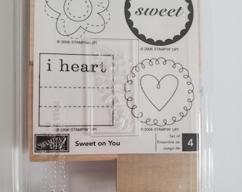 Rubber Stamp, unmounted Stampin Up Sweet on You Circle Retired Stamp