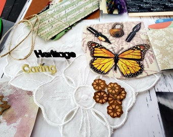 75+ Piece Neutral Vintage Craft Kit: Ephemera, Scrapbook, Junk Journal