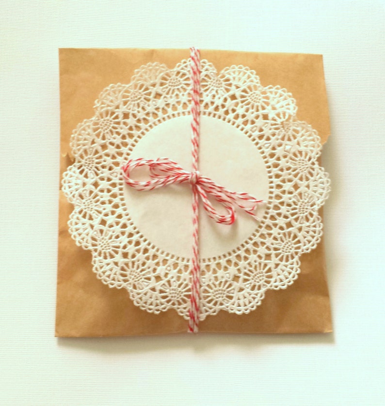 BAGS TWINE and DOILIES / Gift Wrap Kraft 5x7 Bags Doily Etsy