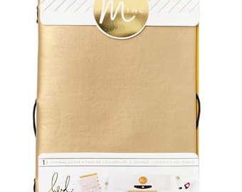 Gold Journal Cover, planner cover, Heidi Swapp Minc Collection, Refillable elastic center bound