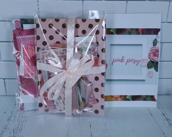 Pink Art Journal kit,  Craft Grab Bag, 50 pieces, Ephemera, Scrapbook supplies, Card Making Supplies, planner kit, collage art