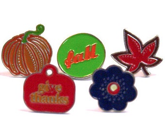 BRADS / Canada Day - Maple Leaf / Fall Pumpkin  Give Thanks Blue Flower / Embellishments Set of 15