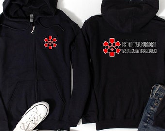 Emotional Support Veterinary Techncian Unisex Full Zip Hooded Sweatshirt - veterinary, vet tech, cvt, lvt, rvt, vet tech week