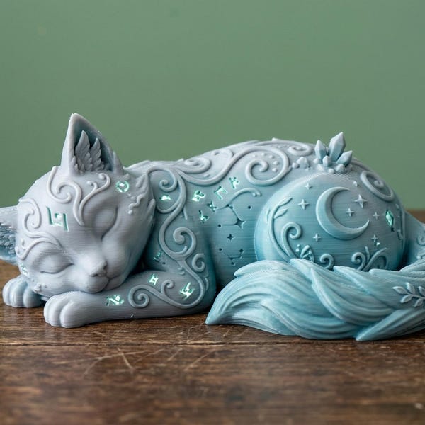 Serien Slumbering Cats: #4 Digital STL-fil | Fantasy Cats, 3D-kattfil, STL-fil för 3D-utskrift, Stöder alla 3D-skrivare
