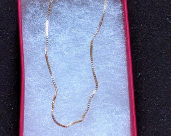 Genuine Vintage Giovanni Balestra & figli 14K Gold Box Chain. 16 Inches, 1.7 G