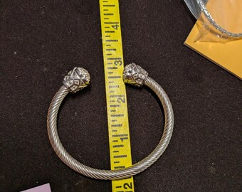 Vintage Stainless Steel Cuff Bracelet with Rhinestone Pavé details