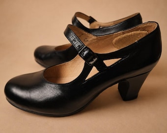 Menkes Black Leather Flamenco Practice Shoes NO NAILS – Made in Spain, Size 40