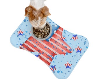 Americana Summer Collection Pet Feeding Mat | Patriotic Dog Cat Bowl Mat