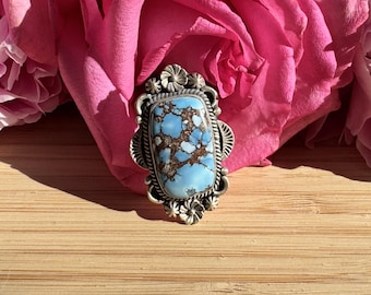 Golden Hills Turquoise Ring | Sterling Silver Statement Ring | Southwestern Jewelry | Adjustable