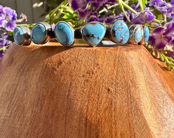 Native American Golden Hills Turquoise Cuff Bracelet | Navajo Sterling Silver Bracelet by Verley Betone | One-of-a-Kind Collector Jewelry