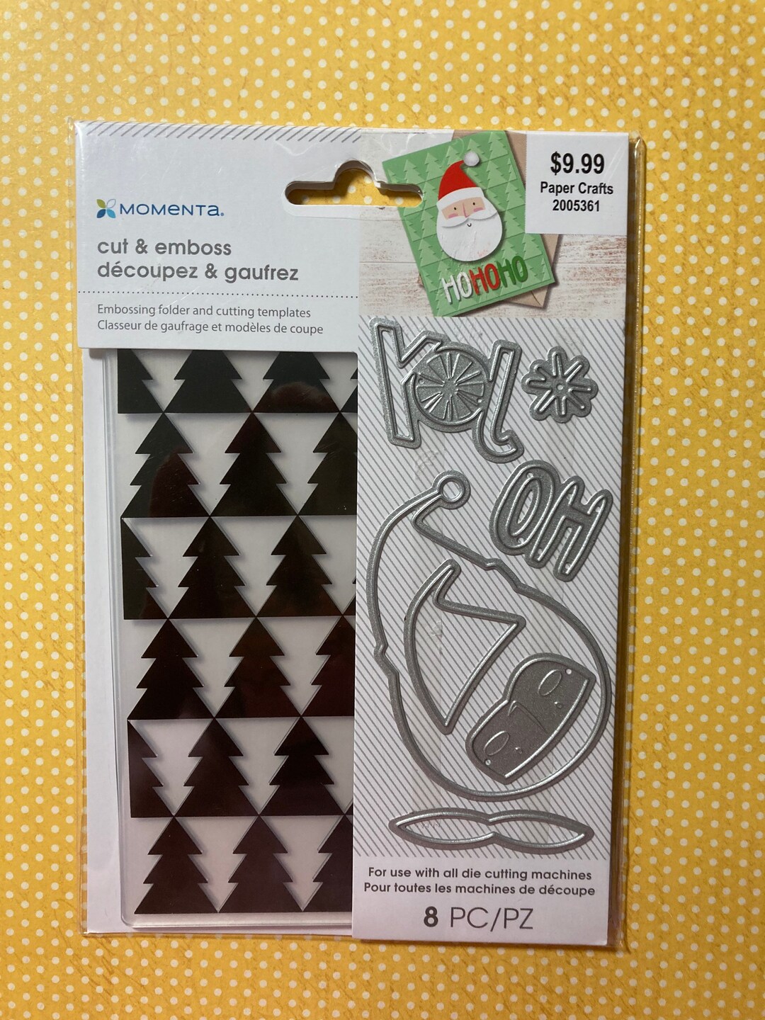 Momenta Christmas Tree Embossing Folder Santa Face Die, Cut & Emboss
